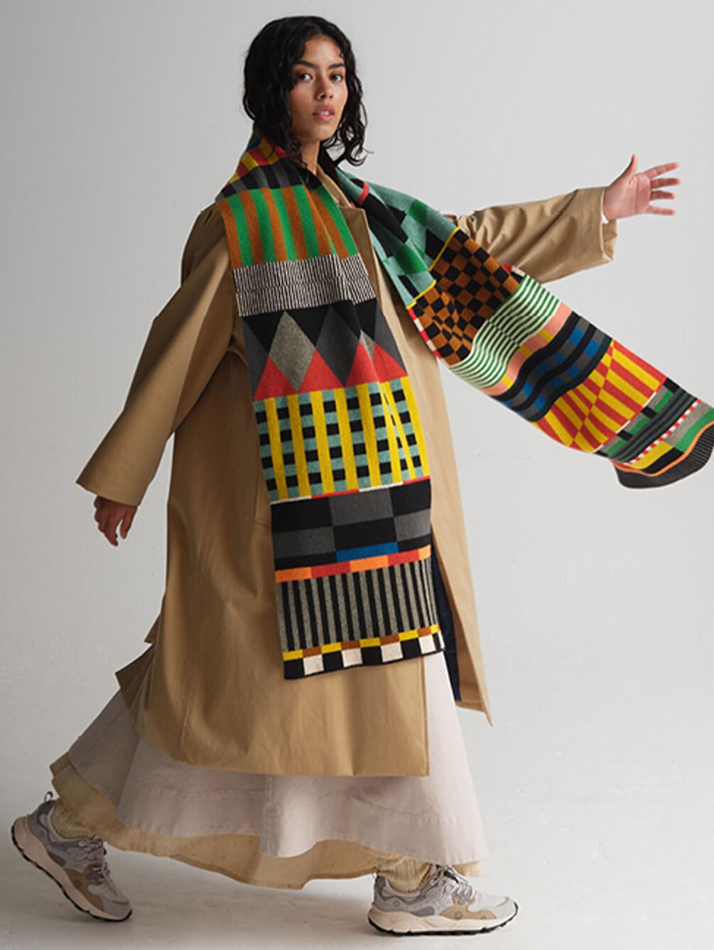 Jo Gordon | ウール マルチカラージオメトリック 大判マフラー UNISEX