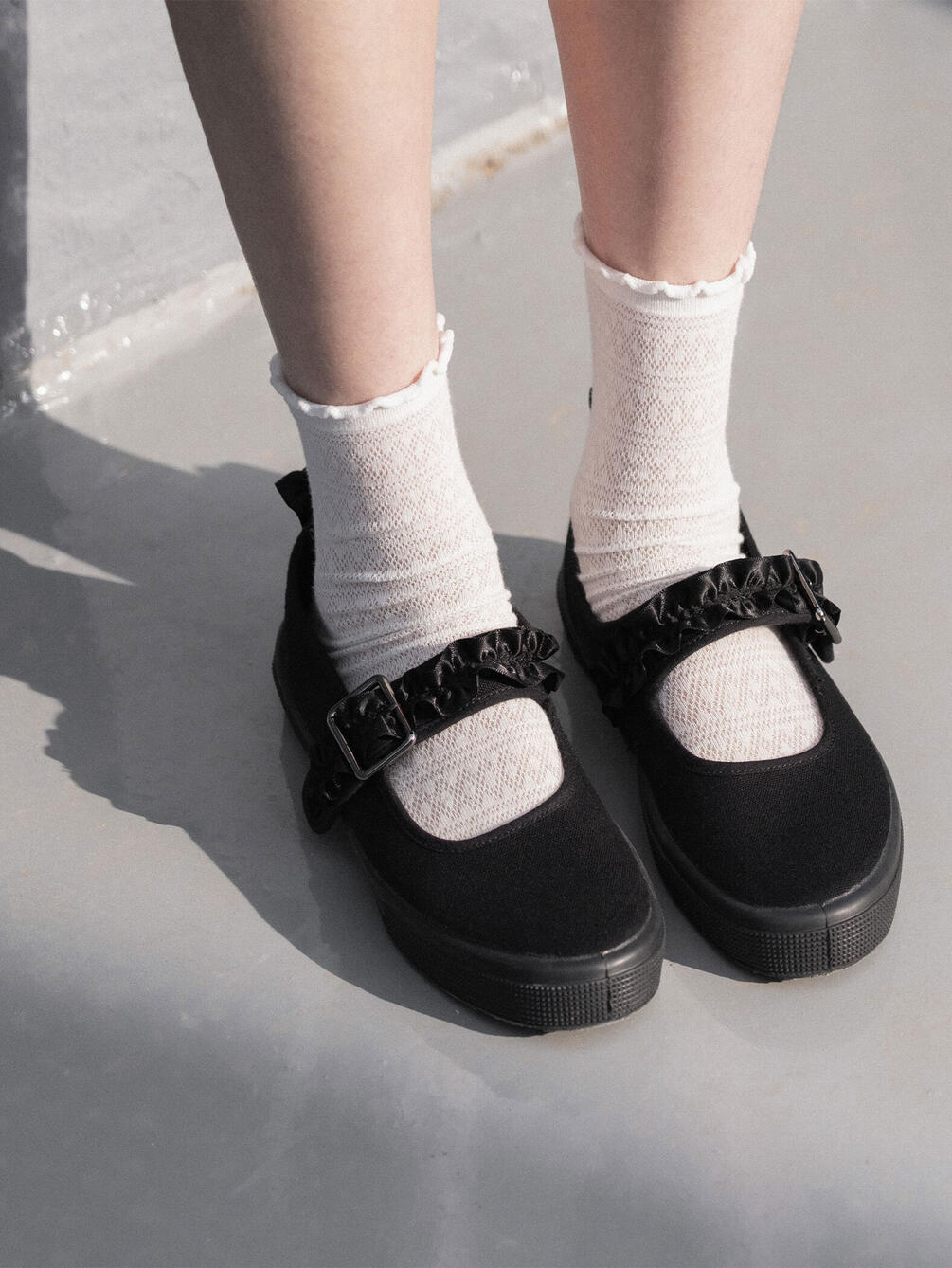 NOVESTA eunola フリル ダブルストラップ フラットシューズ 37 eunoia × NOVESTA | メリージェーン WOMEN