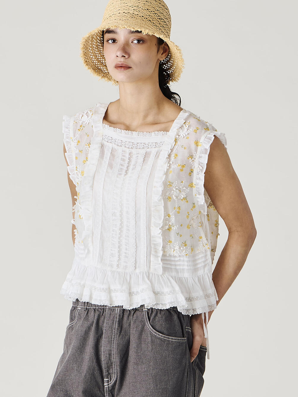 crinkle crinkle crinkle | シアーフラワー ベストブラウス WOMEN